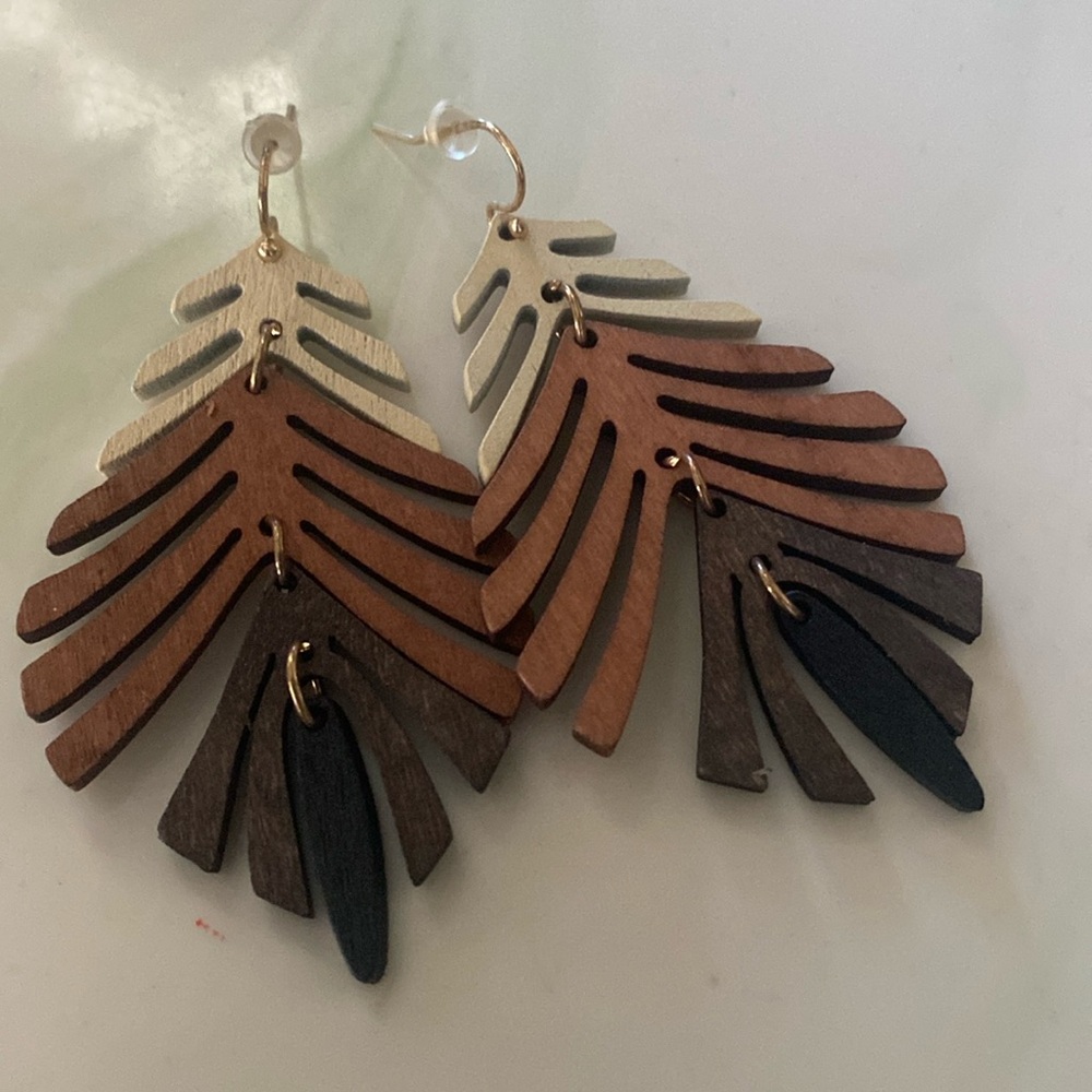 Wooden Leaf Earrings